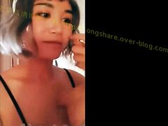 Watch a stunning Asian hotel maid seduce her landlord and give her self-pleasure before giving him a full blowjob
